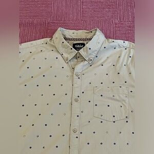 Men’s size 2XL Far West Tan Casual Button Down Shirt with moon phases Design